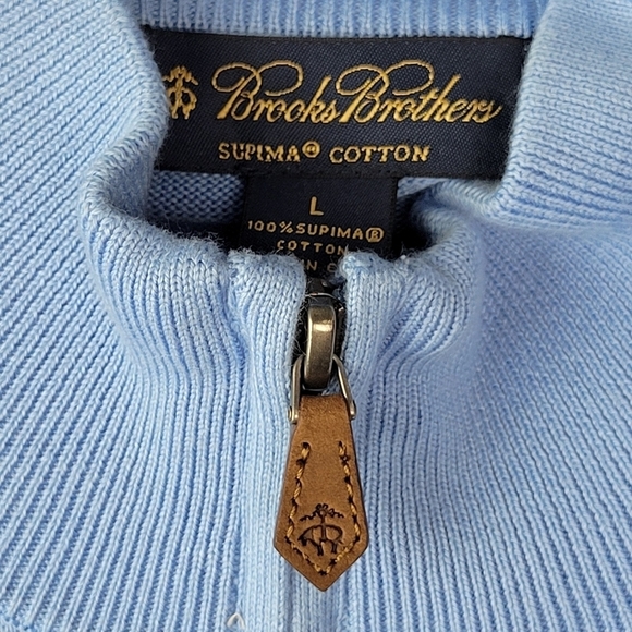 Brooks Brothers Sweater L Men Blue Red Argyle 1/4 Zip Cotton Mint Supima Cotton - Picture 11 of 11